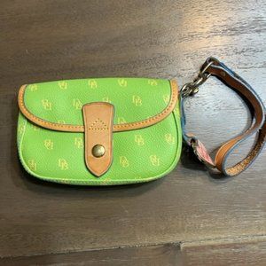 Dooney and bourke lime green logo wristlet